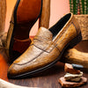 11-201-TPE ROMA Crocodile Penny Loafer, Taupe