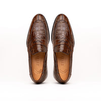 11-201-CGM ROMA Crocodile Penny Loafer, Cognac