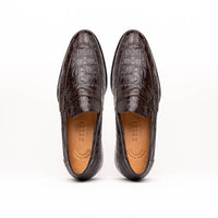11-201-NIC ROMA Crocodile Penny Loafer, Nicotine