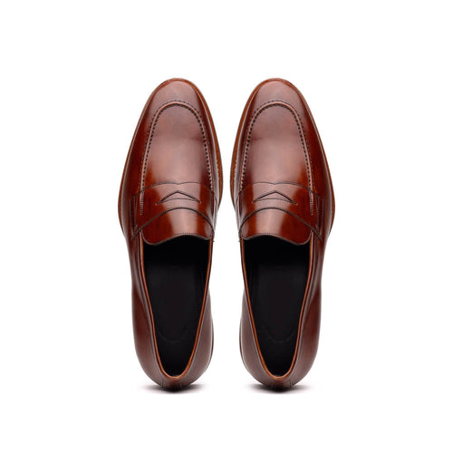 15-400-CGN ROMA Hand Burnished Calfskin Penny Loafer Cognac