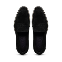 16-657-BLK ROMA Italian Suede Penny Loafers Black