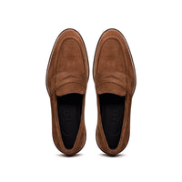 16-657-TOB ROMA Italian Suede Penny Loafers Tobacco