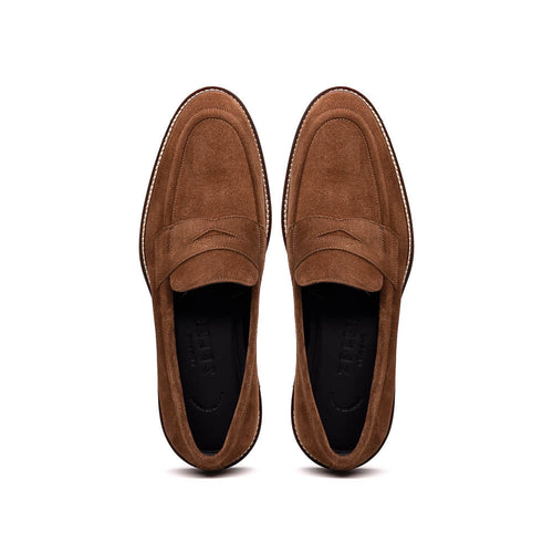 16-657-TOB ROMA Italian Suede Penny Loafers Tobacco