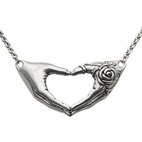 Rose Friendship Heart Necklace Silver Pendant Friend Gift