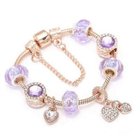 Rose Gold Austrian Crystal Heart Charm Bracelet