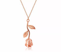 Rose Necklace Gifts For Her Silver or Rose Gold 16k Plated For Mom Flower Jewelry