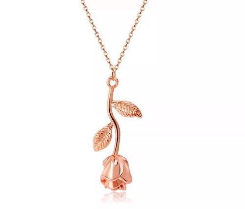 Rose Necklace Gifts For Her Silver or Rose Gold 16k Plated For Mom Flower Jewelry