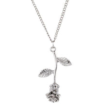 Rose Necklace Gifts For Her Silver or Rose Gold 16k Plated For Mom Flower Jewelry