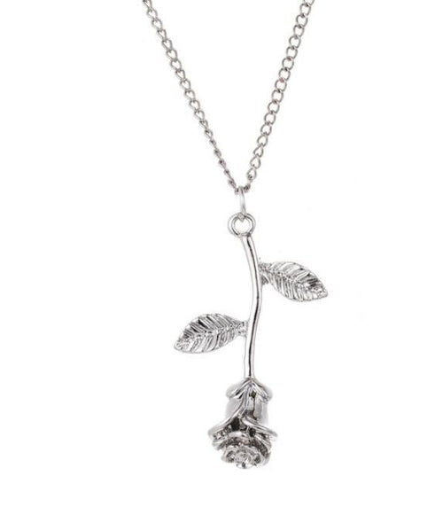 Rose Necklace Gifts For Her Silver or Rose Gold 16k Plated For Mom Flower Jewelry