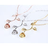 Rose Necklace Gifts For Her Silver or Rose Gold 16k Plated For Mom Flower Jewelry