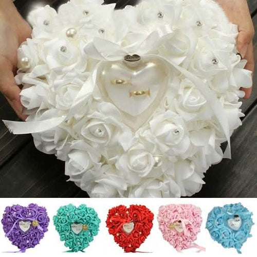 Rose Pillow Heart Cushion Ring Holder