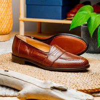 14-202-CGN ROSSI Teju Lizard Penny Loafer, Cognac