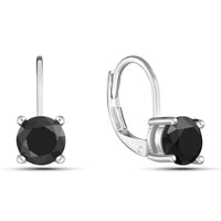 Round Cut Gemstone Leverback Earrings