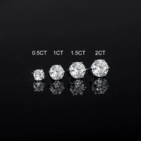 1ct-4ct D Color VVS1 3EX Round Moissanite Stud Earrings Platinum Plated 925