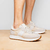66-265-TPE ROXI Suede & Calfskin Sneaker, Taupe