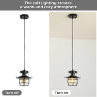 Rustic Black Pendant Light for Island with Adjustable Cage Design