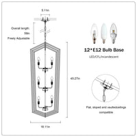 Rustic Modern Hanging Light Living Room with 12 Bulbs and Silver Finish