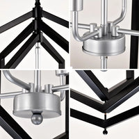 Rustic Modern Hanging Light Living Room with 12 Bulbs and Silver Finish