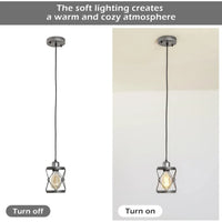 Rustic Silver Metal Pendant Hanging Lights Kitchen with Adjustable LED Lamp