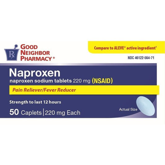 GNP Naproxen Sodium 220 mg Tablets (or Caplets), 50 Count