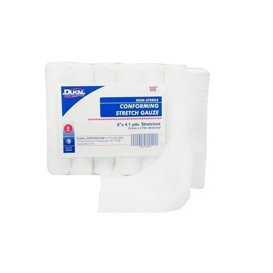 Non-Sterile Conforming Stretch Gauze Bandage Roll, 6-inch (6 Rolls)