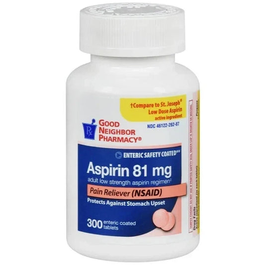 GNP Low Dose Aspirin 81 mg, Enteric Coated Tablets (300 Count)