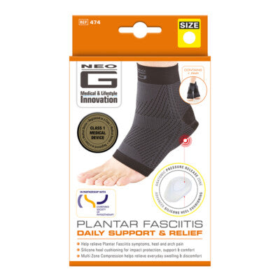Neo G Plantar Fasciitis Everyday Support (Compression Sock) with Silicone Heel Cushioning – XXL