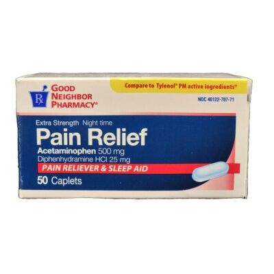 GNP Pain Relief PM (Acetaminophen 500mg/Diphenhydramine 25mg), 100 Caplets