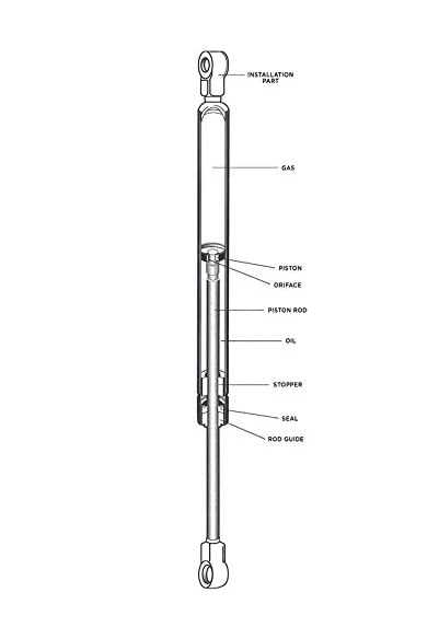 Tokico Y2247 Universal Hood/Trunk Gas Spring — Approx. 16.25in Length