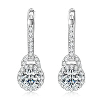 S925 Sterling Silver 0.5ct Moissanite Dangle Hoop Earrings for Women