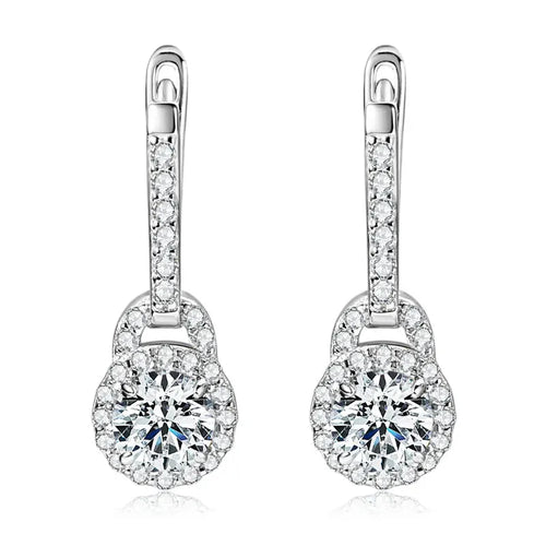 S925 Sterling Silver 0.5ct Moissanite Dangle Hoop Earrings for Women