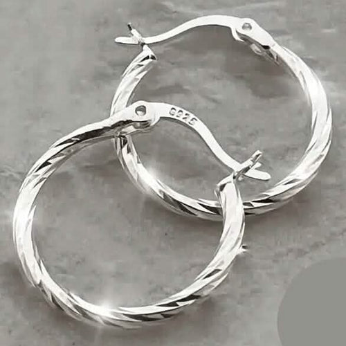 S925 Sterling Silver Geometric Twist Circle Hoop Earrings