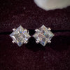 S925 Sterling Silver Gray Princess Cut Moissanite Stud Earrings for Women