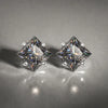 S925 Sterling Silver Gray Princess Cut Moissanite Stud Earrings for Women