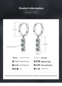 S925 Sterling Silver Moissanite Dangle Earrings Fringe Drop Studs for Women
