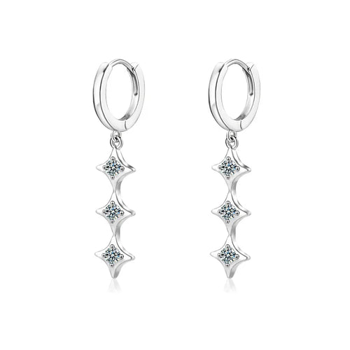 S925 Sterling Silver Moissanite Dangle Earrings Fringe Drop Studs for Women