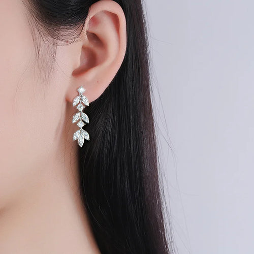 S925 Sterling Silver Moissanite Dangle Earrings Fringe Drop Studs for Women