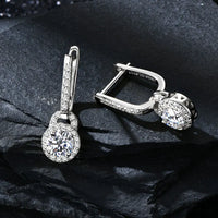 S925 Sterling Silver 0.5ct Moissanite Dangle Hoop Earrings for Women