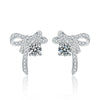 S925 Sterling Silver Moissanite Stud Earrings 0.5ct×2 Bow Fringe Dangle Women