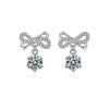 S925 Sterling Silver Moissanite Stud Earrings 0.5ct×2 Bow Fringe Dangle Women