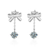 S925 Sterling Silver Moissanite Stud Earrings 0.5ct×2 Bow Fringe Dangle Women