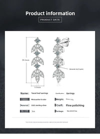 S925 Sterling Silver Moissanite Dangle Earrings Fringe Drop Studs for Women
