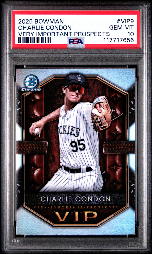 Graded 2025 Topps Bowman Charlie Condon #VIP9 Very Important Prospects Rookie RC Baseball Card PSA 10 Gem Mint
