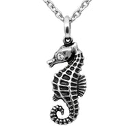 Seahorse Crystal Pendant Necklace Sterling Silver Chain