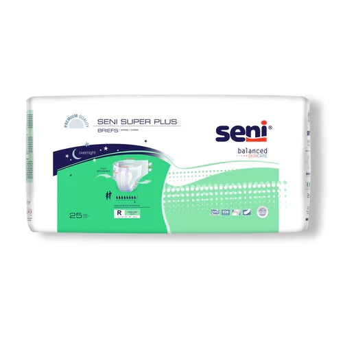 Seni Super Plus Adult Briefs with Tabs, Regular Size, Heavy Absorbency (Case of 75)