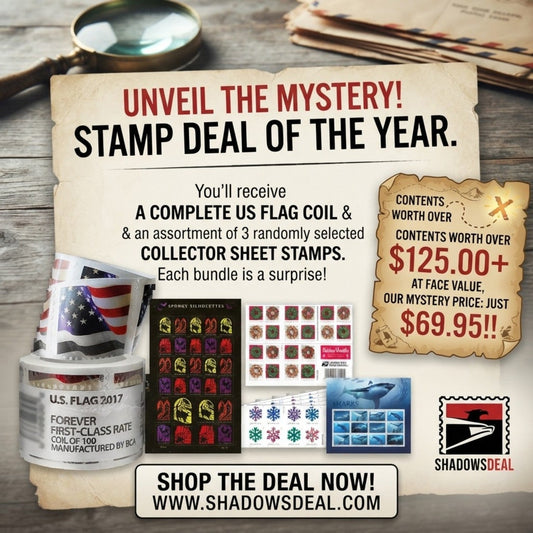 Mystery Forever Stamp Bundle – Flag Coil + 3 Collector Sheets