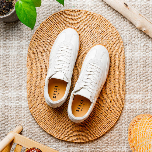 65-400-WHT SHIZZO Signature Leather Sneakers, White