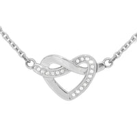 Silver Heart Knot Necklace With Cubic Zirconia Accents