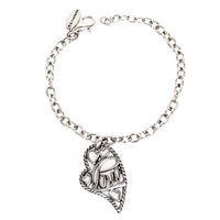 Silver Heart Love Charm Bracelet For Women Adjustable Gift