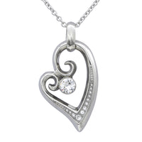 Silver Heart Pendant Necklace With Cubic Zirconia Crystal